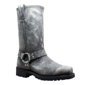 1442SBKM Men's Harness Zipper Boot Black Stone Wash Leather (size: 8.5M)
